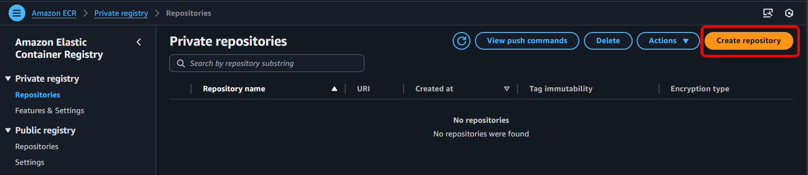 Create new ECR Repository