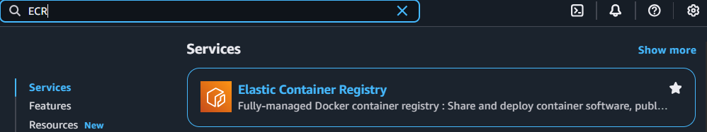 Select Repository in ECR