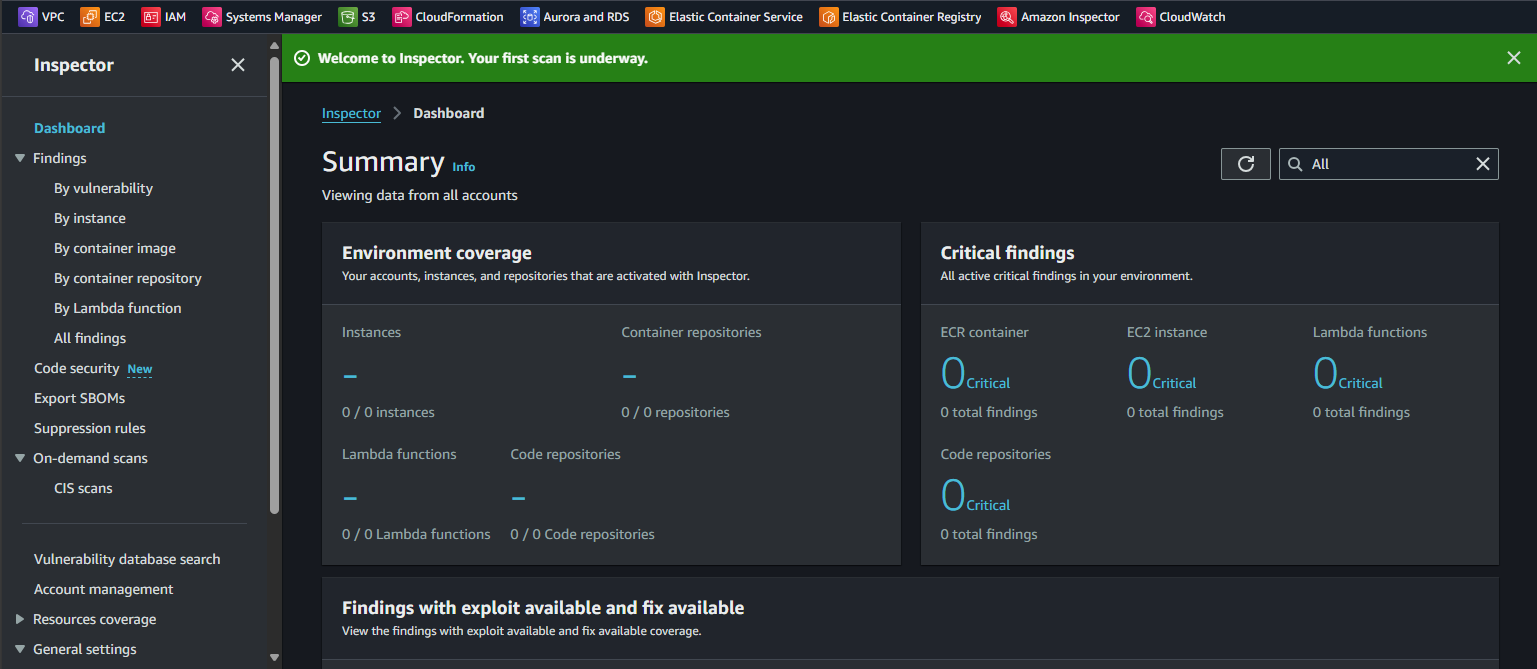 Activate Amazon Inspector
