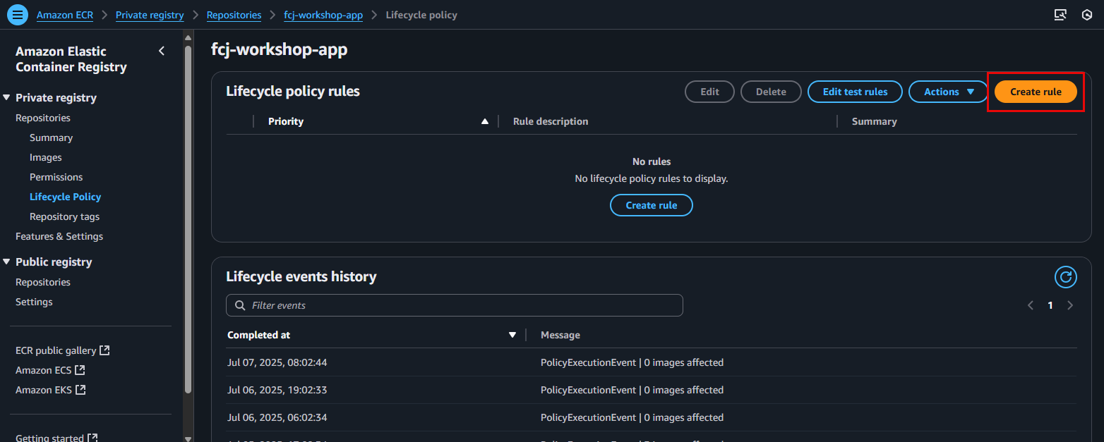 Click Create rule button