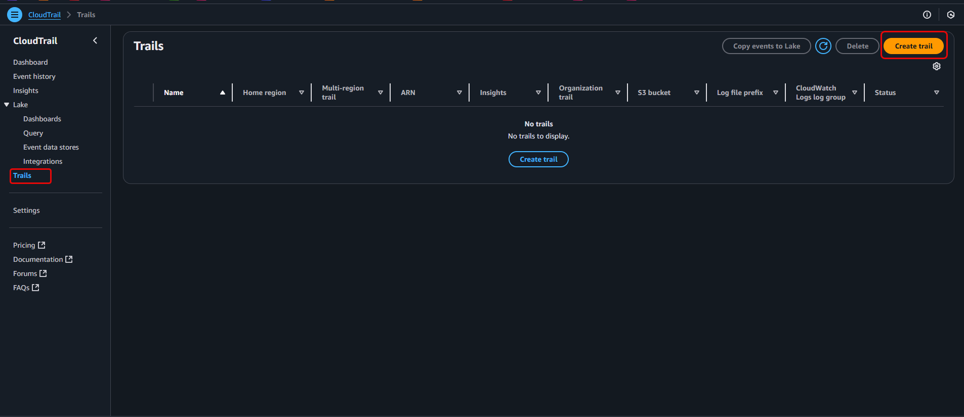 Start creating or editing a Trail