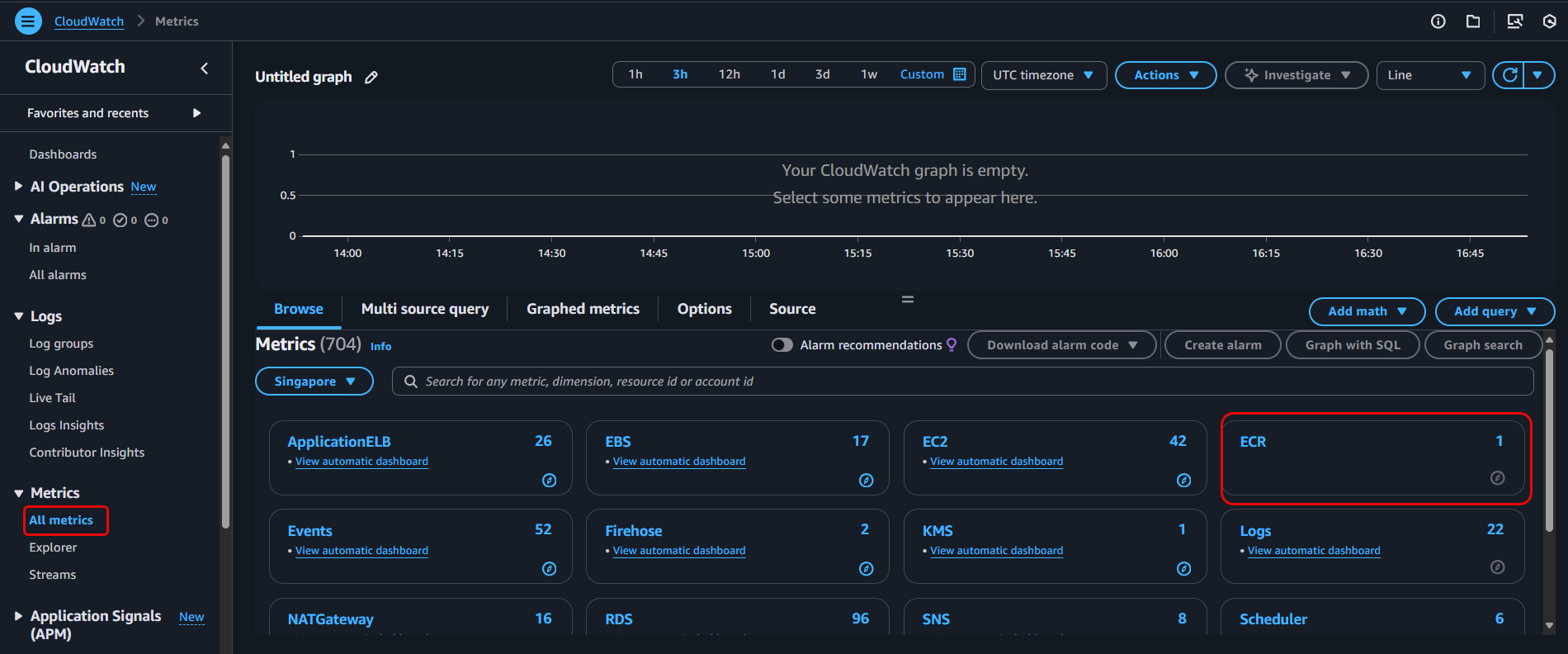 View ECR metrics in CloudWatch Metrics